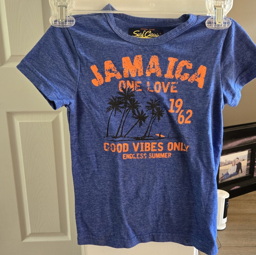 One Love Jamaica Good Vibes Only Surf Classic Short Sleeve Shirt. Kids Size 2-4